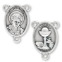 St Carlo Acutis Rosary Centerpiece (Eucharist) - 3/4" Silver Oxidized, Made in Italy *  (Minimum quantity purchase is 3)