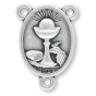 St Carlo Acutis Rosary Centerpiece (Eucharist) - 3/4" Silver Oxidized, Made in Italy *  (Minimum quantity purchase is 3)