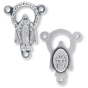Miraculous Medal Silhouette Rosary Centerpiece – 3/4" Silver Oxidized, Made in Italy  * (Minimum quantity purchase is 5)