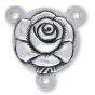 St Rita Rose Rosary Centerpiece - 5/8" Silver Oxidized, Made in Italy  (Minimum quantity purchase is 1)