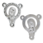 Blessed Mother Rosary Center with Sacred Heart – 3/4" Open Design Silver Tone, Made in Italy * (Minimum quantity purchase is 5)