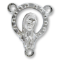 Blessed Mother Rosary Center with Sacred Heart – 3/4" Open Design Silver Tone, Made in Italy * (Minimum quantity purchase is 5)