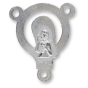 Blessed Mother Rosary Center with Sacred Heart – 3/4" Open Design Silver Tone, Made in Italy * (Minimum quantity purchase is 5)
