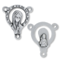Blessed Mother Rosary Center with Sacred Heart – 3/4" Open Design Silver Oxidized, Made in Italy