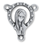 Blessed Mother Rosary Center with Sacred Heart – 3/4" Open Design Silver Oxidized, Made in Italy