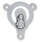 Blessed Mother Rosary Center with Sacred Heart – 3/4" Open Design Silver Oxidized, Made in Italy