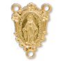 Miraculous Medal Rosary Center - 1" Ornate Crest Gold Plated, Made in Italy
