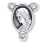 Divine Mercy Mini Rosary Centerpiece (Our Lady of Medjugorje) - 1/2" Silver Oxidized, Made in Italy *  (Minimum quantity purchase is 5)