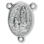 Our Lady of Lourdes Center with St Bernadette - 1" Oval Silver Oxidized, Made in Italy  * (Minimum quantity purchase is 3)
