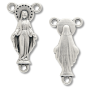 Blessed Virgin Mary Rosary Center - 7/8" Silhouette Silver Oxidized, Made in Italy * (Minimum quantity purchase is 2)