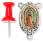 Our Lady of Guadalupe Rosary Center (Color Image) - 1" Oval Silver Oxidized, Made in Italy  * (Minimum quantity purchase is 2)