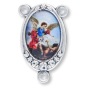 St Michael Rosary Centerpiece - 1" Color Image Silver Oxidized, Made in Italy   (Minimum quantity purchase is 2)