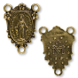 Miraculous Medal Rosary Center - 1" Ornate Crest Bronze Plated, Made in Italy * (Minimum quantity purchase is 3)