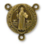 St Benedict Rosary Center  - 3/4" Round, Bronze Finish, Made in Italy * (Minimum quantity purchase is 2)