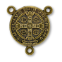 St Benedict Rosary Center  - 3/4" Round, Bronze Finish, Made in Italy * (Minimum quantity purchase is 2)
