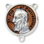 Padre Pio Round Centerpiece - Brown Enamel, 3/4"  *  (Minimum quantity purchase is 2)