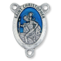 St Christopher Oval Centerpiece - Blue Enamel, 1" * (Minimum quantity purchase is 2)