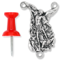 St Michael Rosary Center – 1-1/8" Silhouette Silver Oxidized, Made in Italy *  (Minimum quantity purchase is 2) 