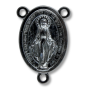 Miraculous Medal Rosary Centerpiece (English) – 1" Oval Gunmetal, Made in Italy  (Minimum quantity purchase is 2)