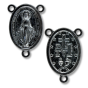 Miraculous Medal Rosary Centerpiece (English) – 1" Oval Gunmetal, Made in Italy  (Minimum quantity purchase is 2)