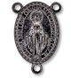 Miraculous Medal Rosary Center (Latin) – 1" Oval Gunmetal, Made in Italy  *  (Minimum quantity purchase is 3)