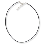 18" Black Leather Waxed Cord Necklace with Lobster Clasp