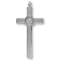 St Benedict Brown Enamel Crucifix Pendant – 4 1/2" Silver Oxidized, Made in Italy  *  (Minimum quantity purchase is 1)