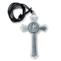 St Benedict Crucifix Pendant (Flared) – 3" Silver Oxidized with 15" Cord, Made in Italy * (Minimum quantity purchase is 1)