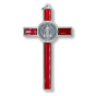 St Benedict Metal Crucifix with Red Enamel Accents - 4.75"  ( Minimum quantity purchase is 1)