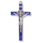 St Benedict Metal Wall Crucifix - 7-3/4", Blue Enamel & Red Accents  * (Minimum quantity purchase is 1)