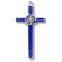 St Benedict Metal Wall Crucifix - 7-3/4", Blue Enamel & Red Accents  * (Minimum quantity purchase is 1)