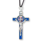 St. Benedict Straight Edge Crucifix with Cord, 3-1/4" (0.48 cm Thick) - Blue & Red Accents   (Minimum quantity purchase is 1)