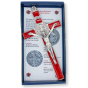 St Benedict 8" Metal Wall Crucifix - Red Enamel, Silver Ox   (Minimum quantity to purchase is 1) 