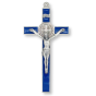 St Benedict 8" Metal Wall Crucifix - Blue Enamel, Silver Ox  *  (Minimum quantity purchase is 1)