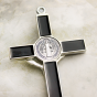 St Benedict 8" Metal Wall Crucifix - Black Enamel, Silver Ox   (Minimum quantity purchase is 1)