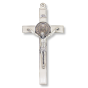 St Benedict 8" Metal Wall Crucifix - Mother of Pearl Finish, Silver Ox    (Minimum quantity purchase is 1)  