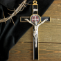 St Benedict 8" Metal Wall Crucifix - Black Multi Enamel, Two-Tone   (Minimum quantity purchase is 1)