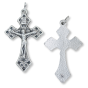 Scrollwork Flared Crucifix – 1 1/2" Silver Oxidized, Made in Italy *  (Minimum quantity purchase is 3)