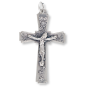 Marian Crucifix with Roses & Stars – 1 3/4" Silver Oxidized, Made in Italy * (Minimum quantity purchase is 1)