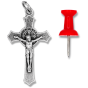 St Benedict Flared Edge Crucifix - 1.5" Silver Oxidized, Made in Italy  * (Minimum quantity purchase is 3)