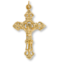 Fleur-de-Lis Crucifix – 2 1/8" Large Gold Plated Open Design, Made in Italy  (Minimum quantity purchase is 1)