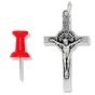 St Benedict Rosary Crucifix (Straight Edge) – 1.5" Silver Oxidized, Made in Italy *  (Minimum quantity purchase is 3)