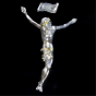Jesus Corpus for Crucifix – Extra Large 13 3/8" Silver Finish Resin with Gold Accents & INRI, Made in Italy  (Minimum quantity purchase is 1) 