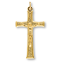 Tapered Textured Crucifix - 1 3/4" Gold Plated, Made in Italy * (Minimum quantity purchase is 2)