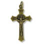 St Benedict Flared Edge Crucifix - 1 1/2" Bronze Plated, Made in Italy * (Minimum quantity purchase is 3)