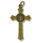 St Benedict Flared Edge Crucifix - 1 1/2" Bronze Plated, Made in Italy * (Minimum quantity purchase is 3)