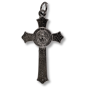 Miraculous Medal Flared Edge Crucifix, Gun Metal - 1.5 Inch   (Minimum quantity purchase is 1)