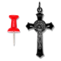 St Benedict Flared Edge Crucifix - 1.5" Gunmetal Finish, Made in Italy * (Minimum quantity purchase is 2) 