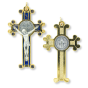 St. Benedict Scroll Edge Crucifix – 3" Two-Tone, Blue Enamel (Minimum qty. purchase is 1)