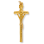 Papal Crucifix - 2 1/4" Gold Plated, Made in Italy * 